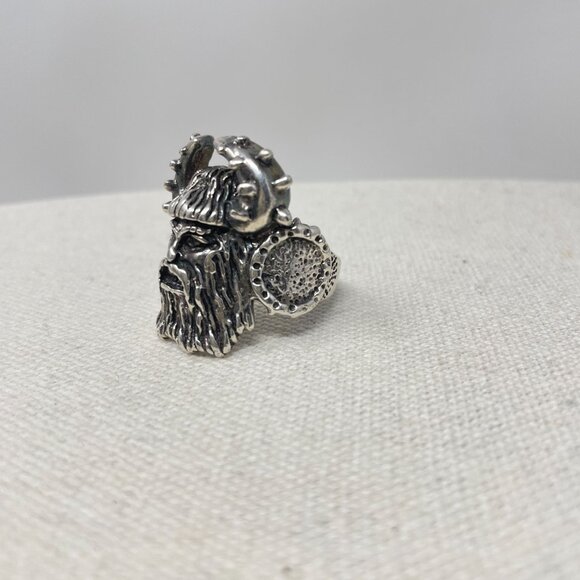 Viking Head Ring Stainless Steel Size 11.5 Silver-Tone Biker‎ Goth Punk Metal - Picture 2 of 10